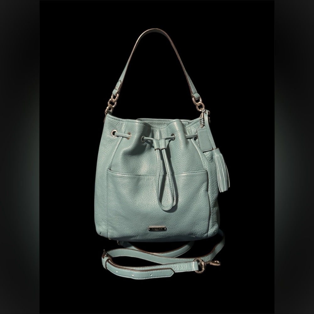 Coach Light Blue Leather Shoulder Bag Like New With Crossbody Strap